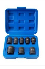 JOGO SOQUETE SEXTAVADO IMPACTO CURTO ENCAIXE 1/2 10 A 24MM 8 PEÇAS RIOTOOLS